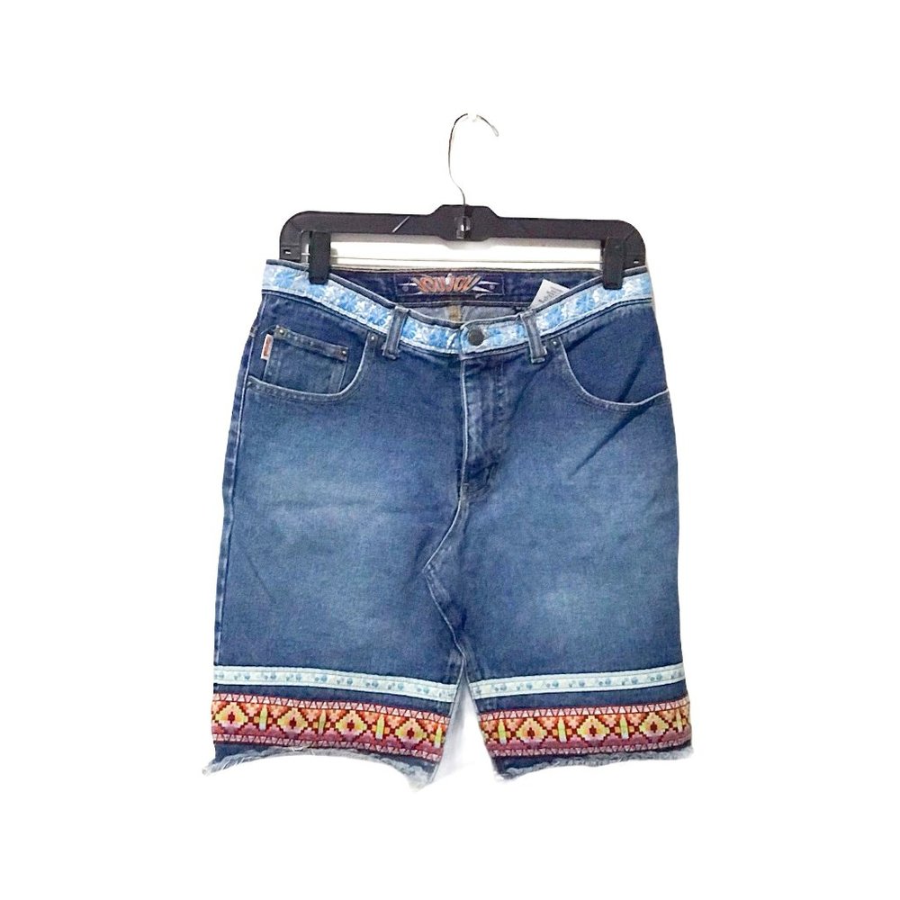 Jou Jou Embroidered Vintage Tribal Denim Skirt